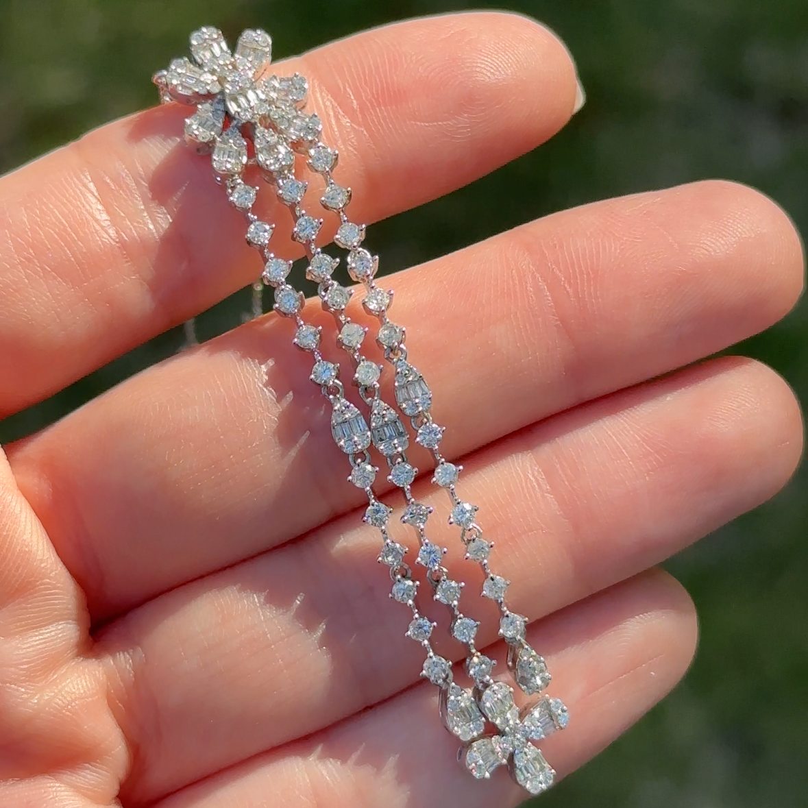 Vintage Diamond Y Necklace 14K White Gold