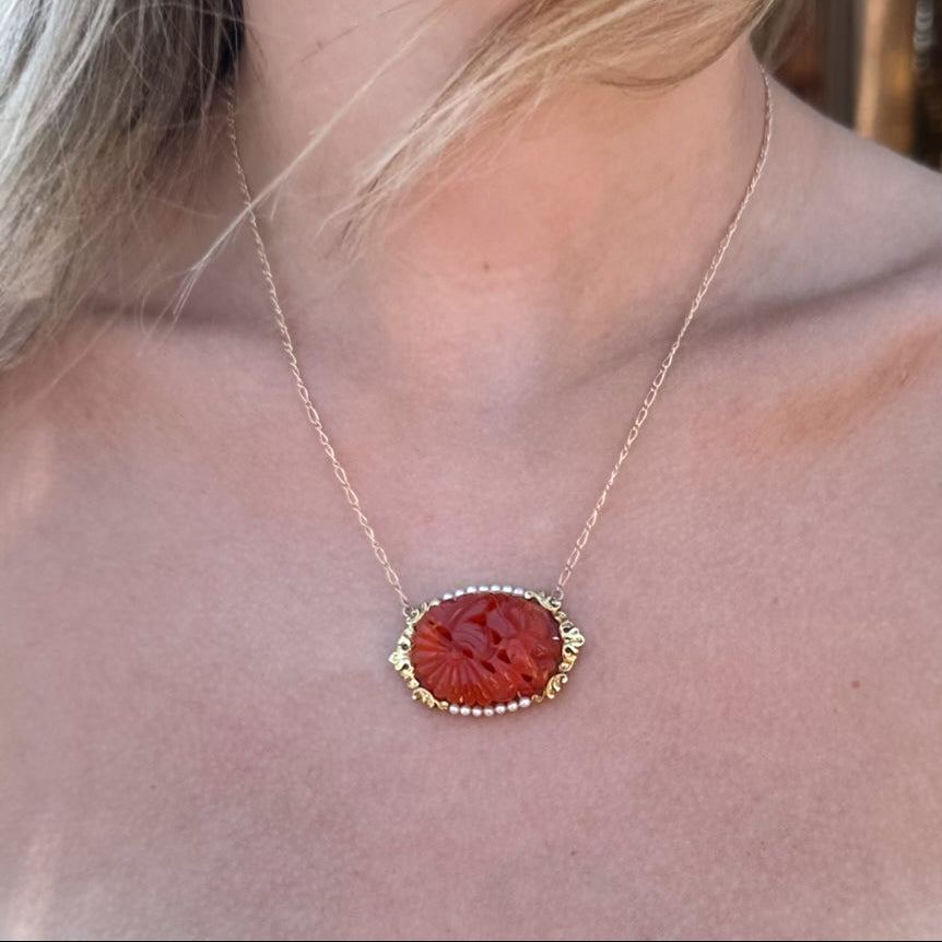 Vintage Tiffany & Co. Carnelian Pendant Necklace