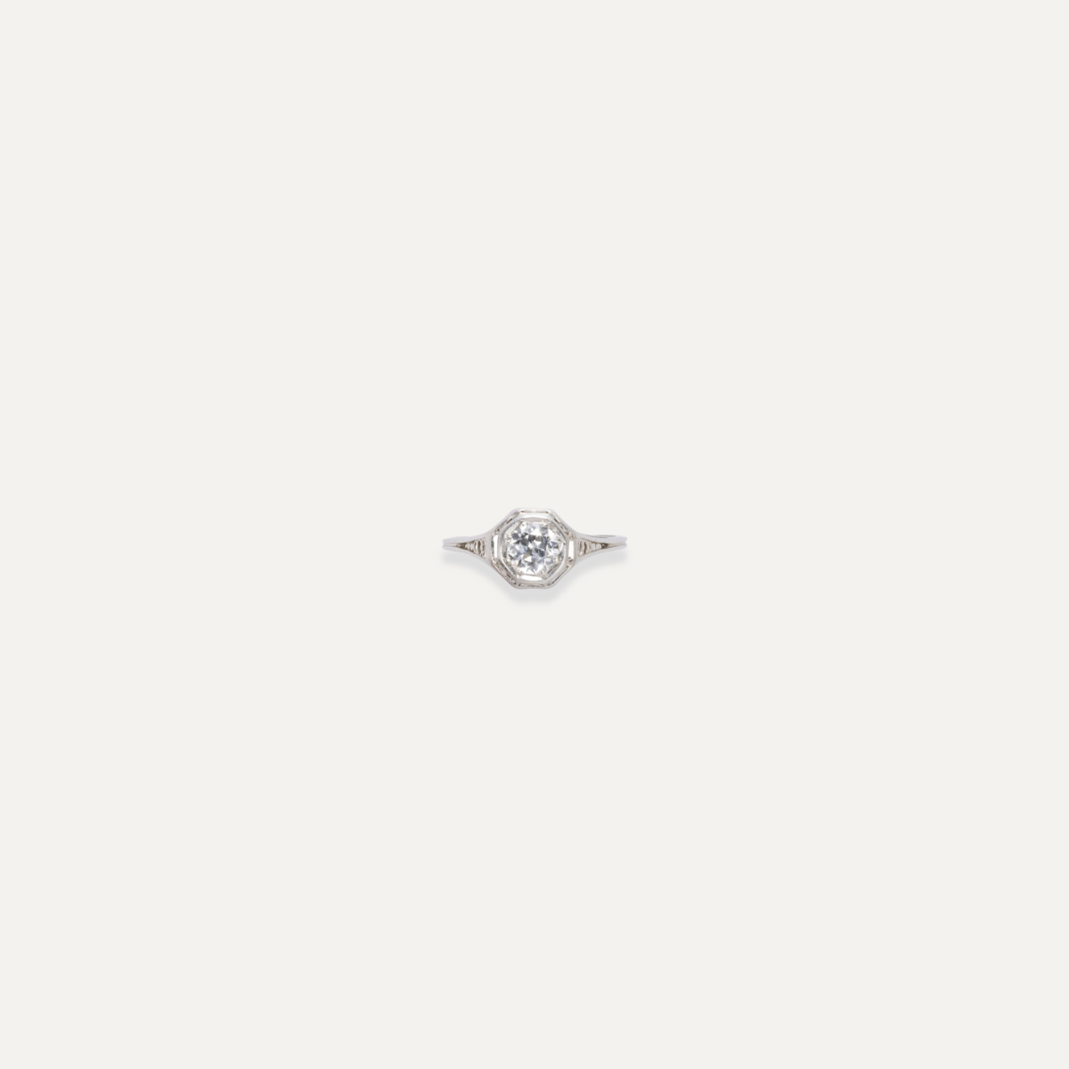 Art Deco Platinum Old European Cut Diamond Ring