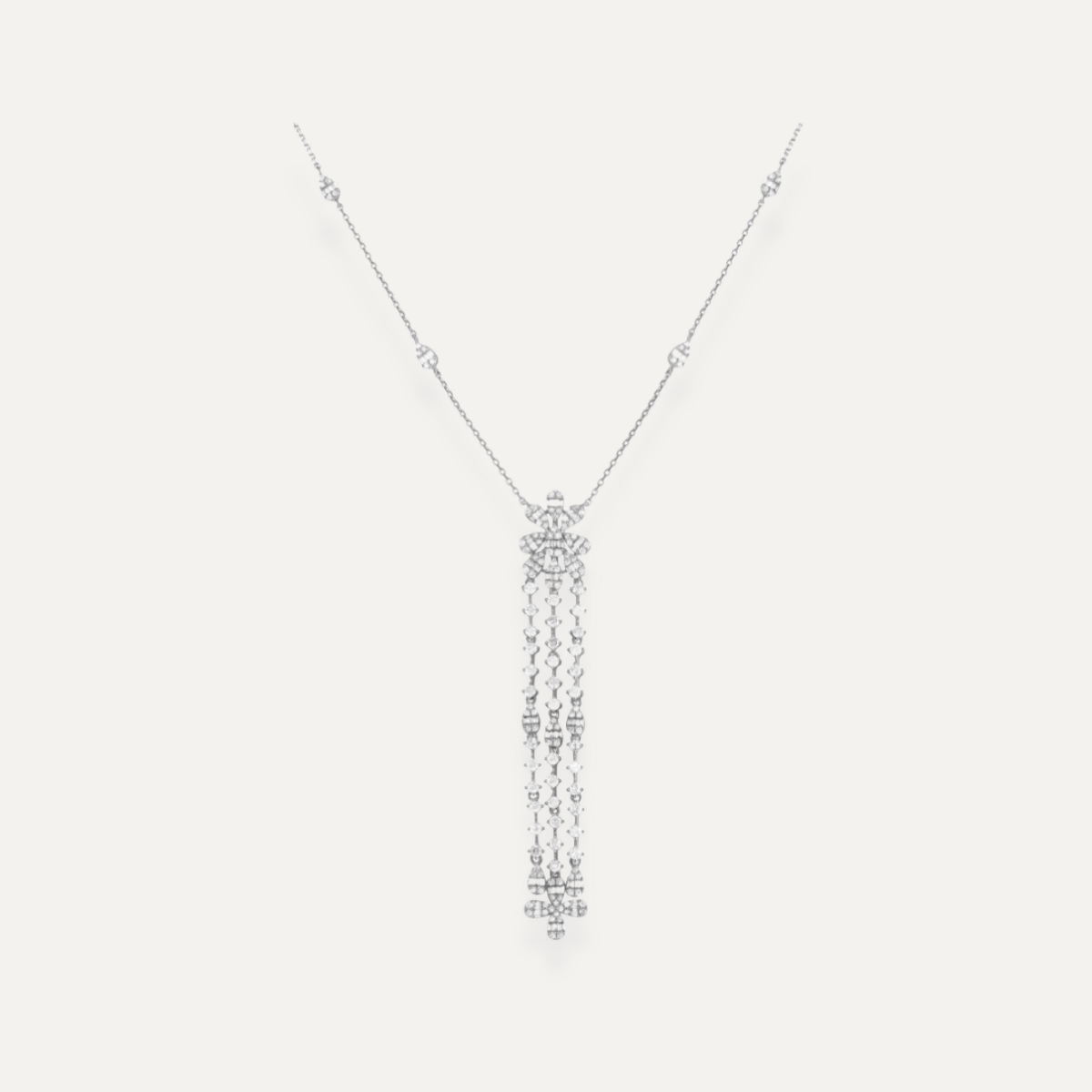 Vintage Diamond Y Necklace 14K White Gold 