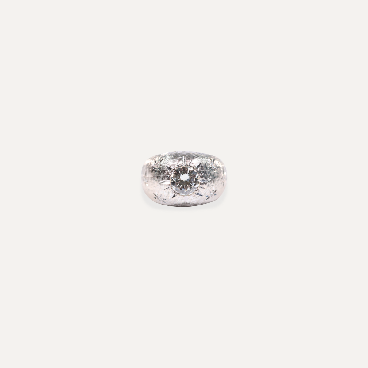Vintage 14K White Gold Starburst Diamond Ring