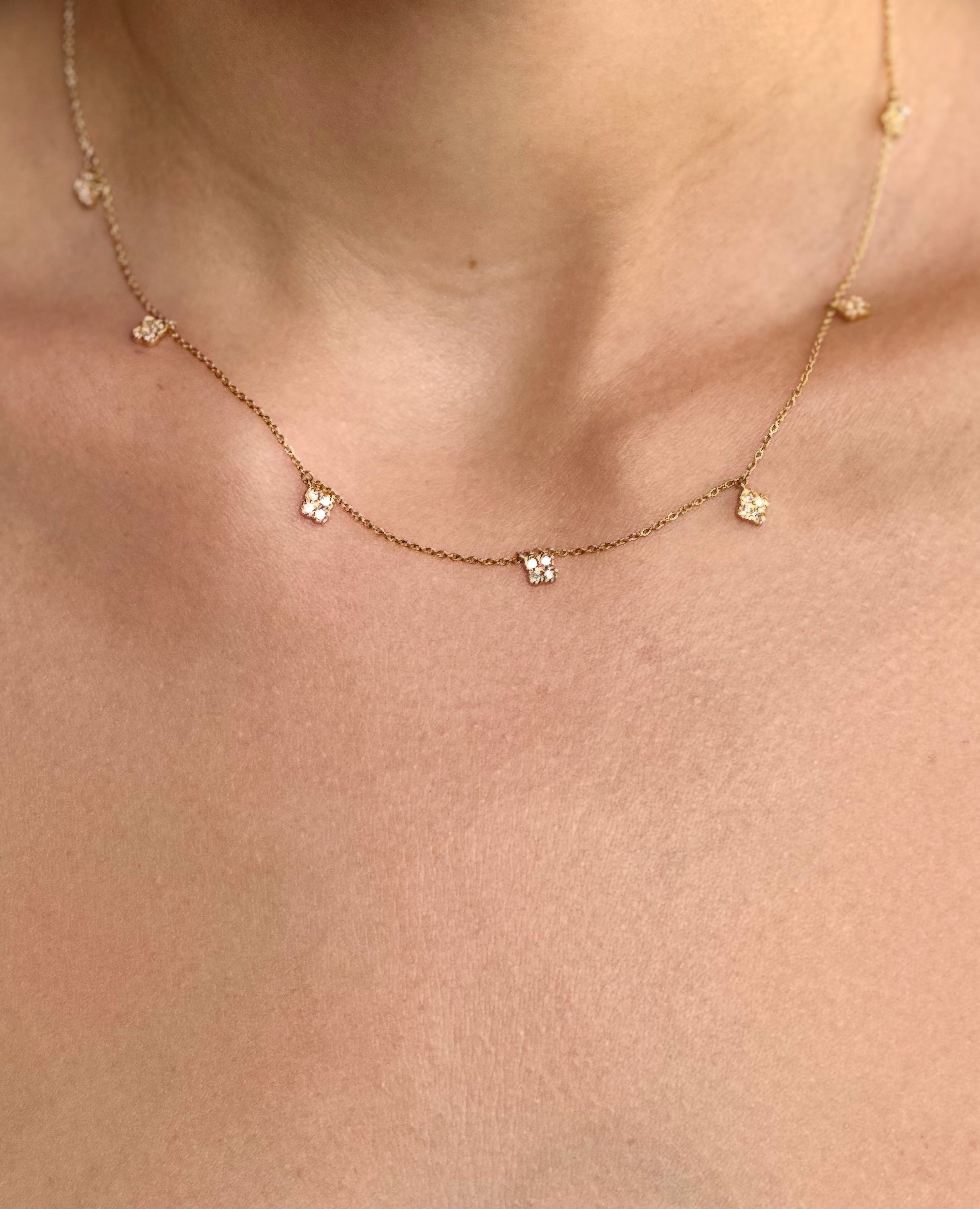 Diamond Clover Charm Necklace 14K Yellow Gold